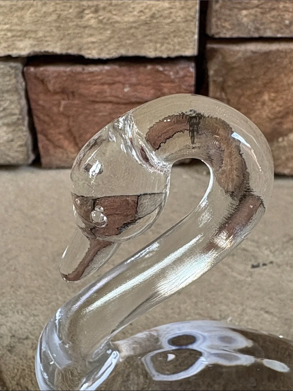 Set of 3 clear blown glass swans